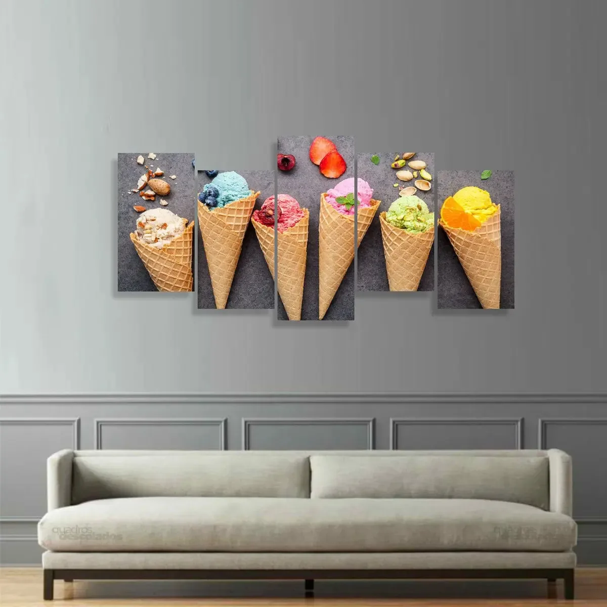 Quadro Decorativo Sorveteria Sorvetes E Sabores 125cmx60cm
