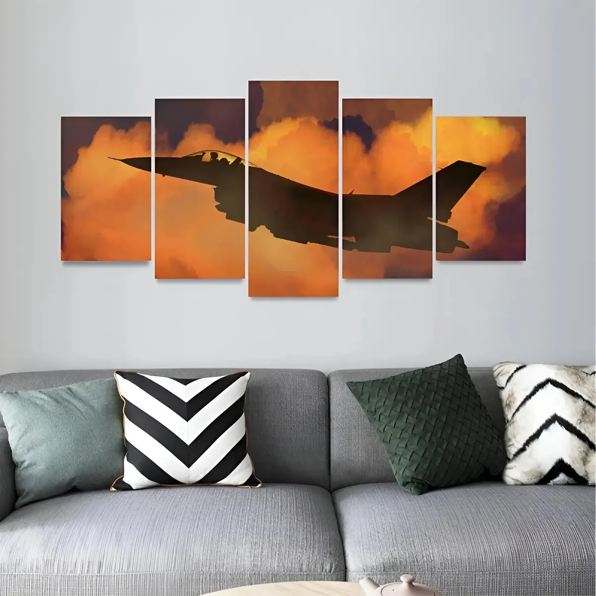 Quadro Aeronave Aviação Arte Nuvens Céu Mosaico