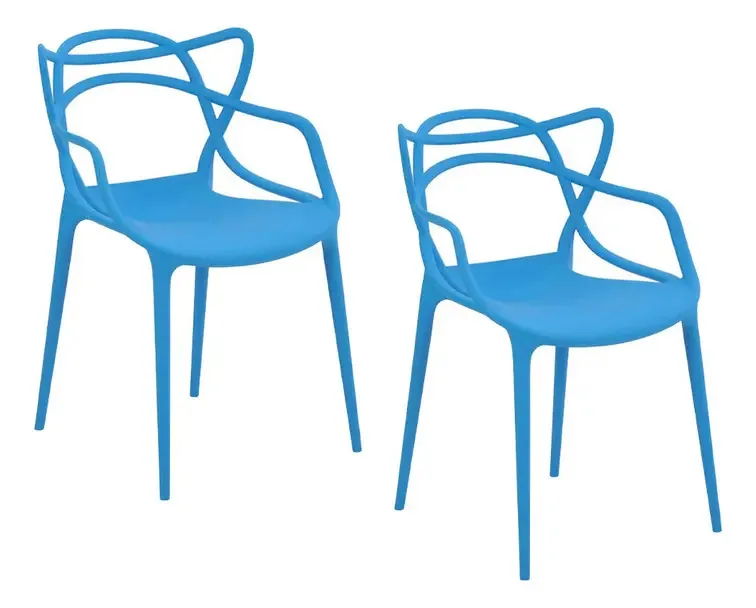 Kit 2 Cadeiras Jantar Allegra Azul Polipropileno