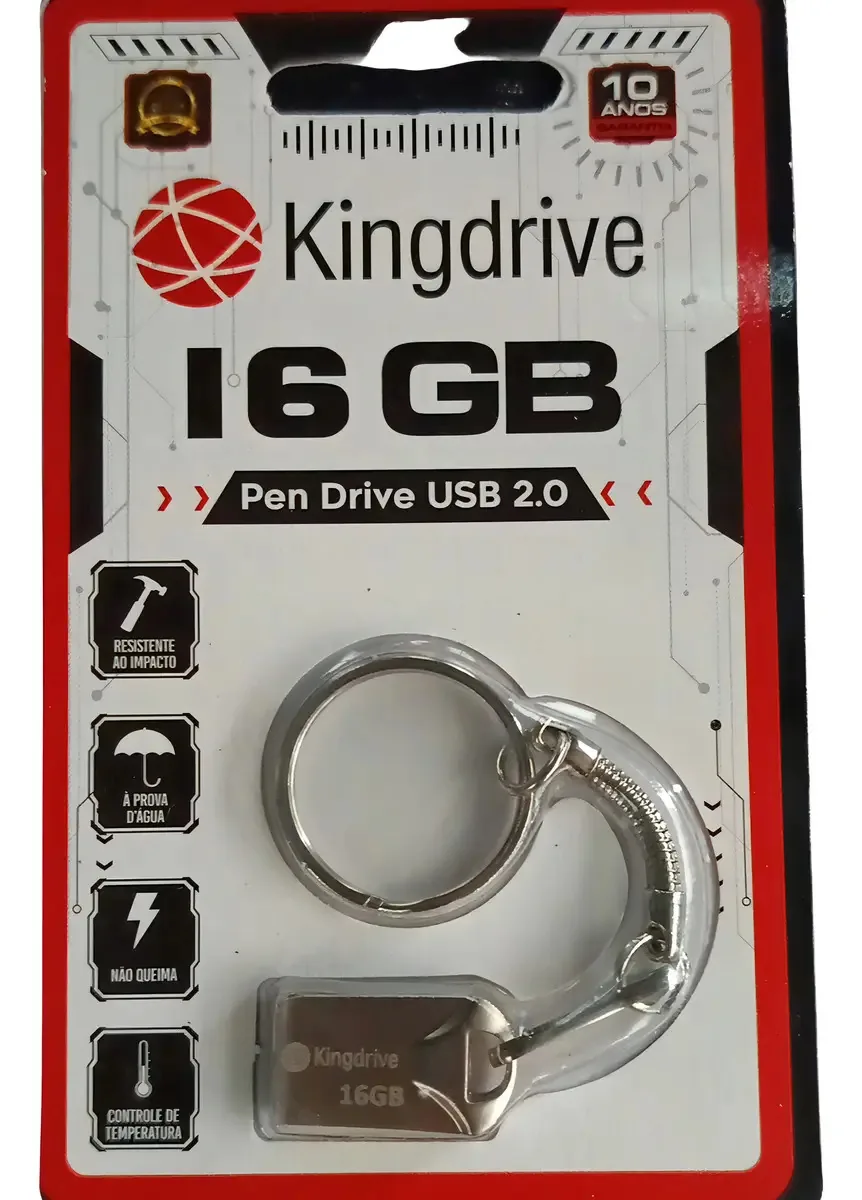 Pen Drive 16gb Com Chaveiro Metal Kingdrive