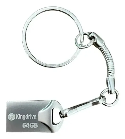 01 Unidade Do Pen Drive 64gb Kingdrive Com Chaveiro De Metal