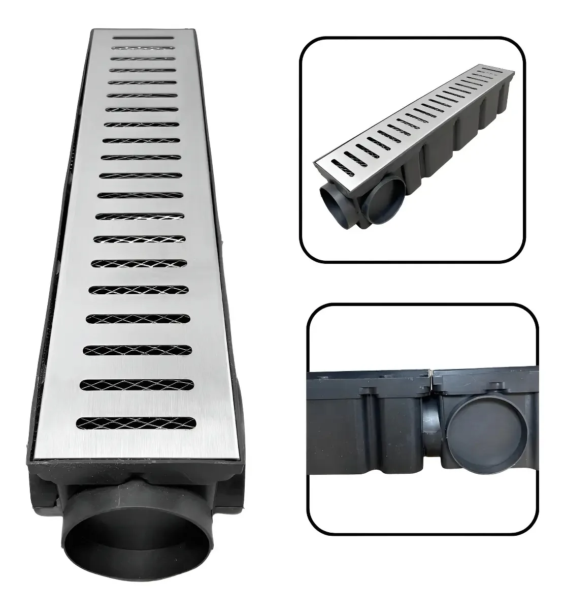Kit 02 Ralos 10x50cm Modulares Coletora Preta E Tela(10x100)