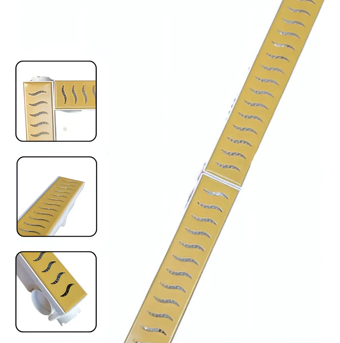 Kit 02 Ralos 6x50cm Inox Grelha Dourada Com Coletor + Tela