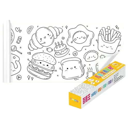 Desenho em rolo de papel para colorir para crianças, comida colorida, artesanato para festas