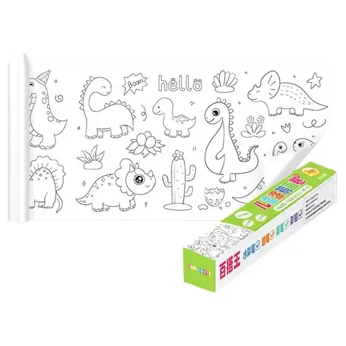 Rolo de desenho em papel para colorir para crianças, artesanato em cores de dinossauros