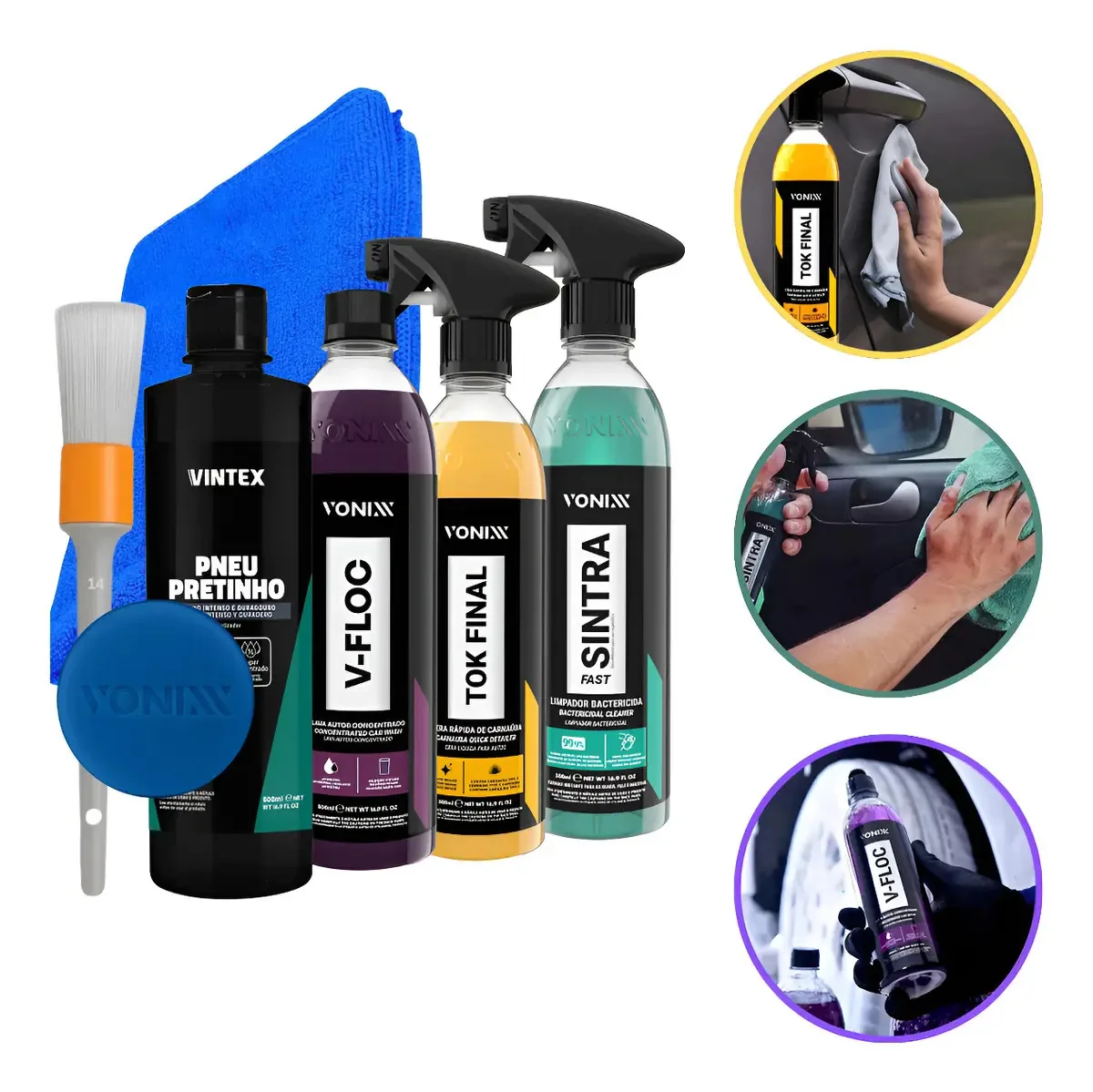 Kit De Limpeza Automotiva Pneu Pretinho Mais Pincel