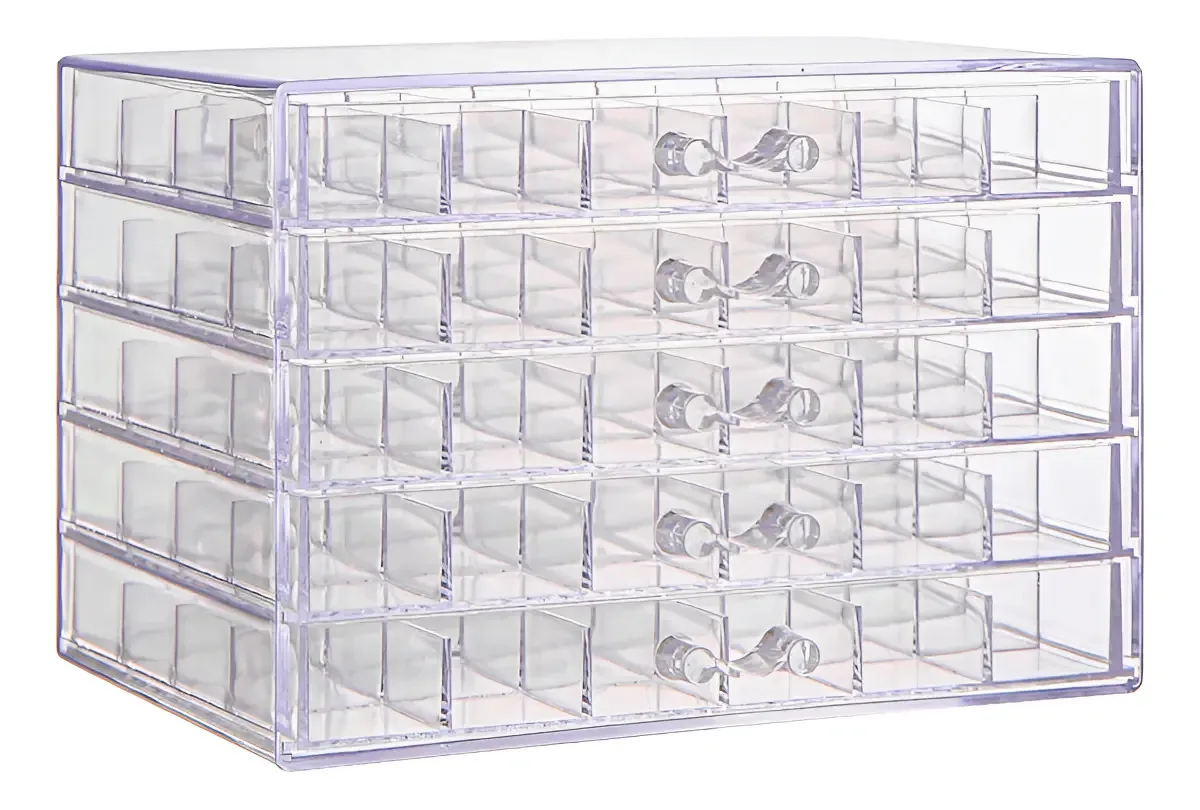 Porta Joias Transparente Acrilico 5 Camadas 120 Divisórias