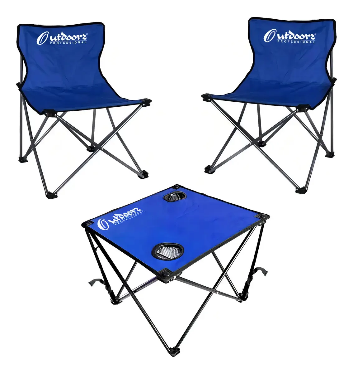 Conjunto de cadeiras dobráveis para gerenciar mesas, pesca, acampamento, 110 kg, cor azul