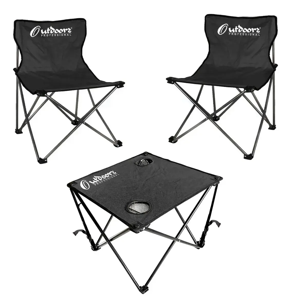 Conjunto de cadeiras dobráveis para diretores, pesca na praia, acampamento, cor: preto