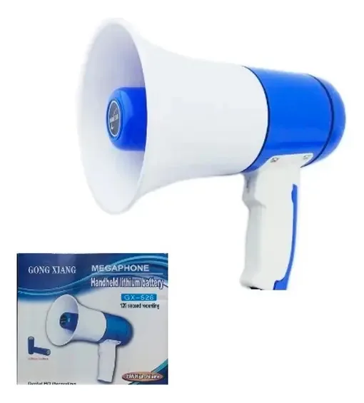 Alto-falante megafone de 35 W, portátil, recarregável, 250 metros, cor branca