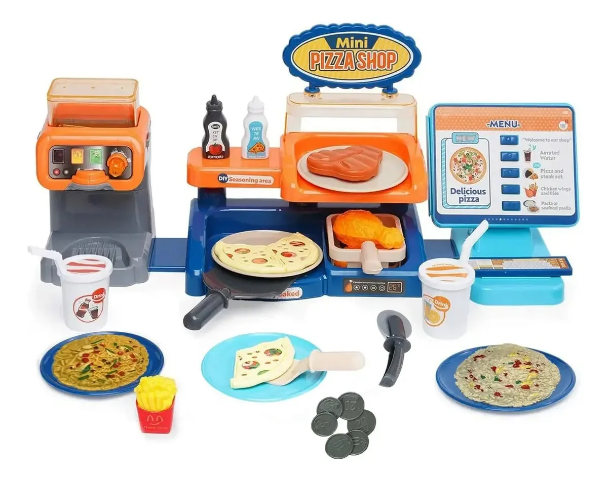 Brinquedos e caixas registradoras simuladas Caixa registradora de pizzaria para crianças
