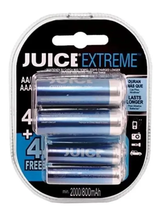 Pilhas Recarregáveis Juice Extreme 4 Aa E 4 Aaa