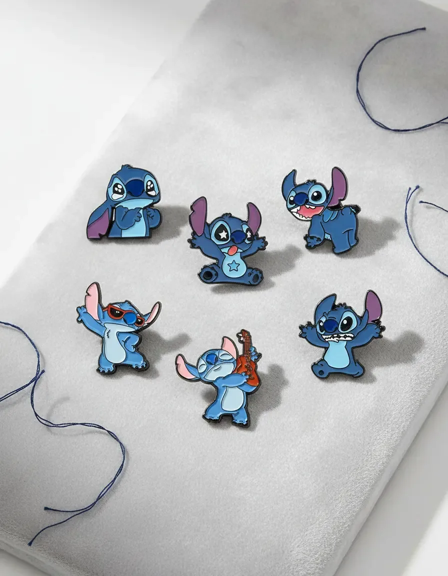Broches de metal Stitch, roupas e acessórios de moda, 6 unidades