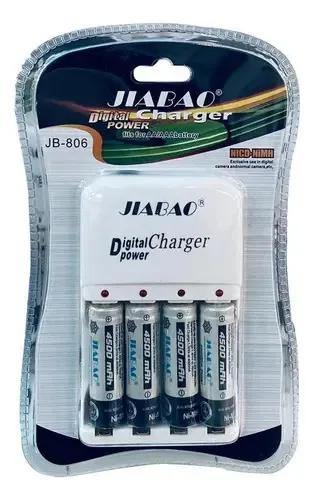Carregador De Pilha Aa/aaa Com 4 Pilhas Aa Jb-806 - Jiabao