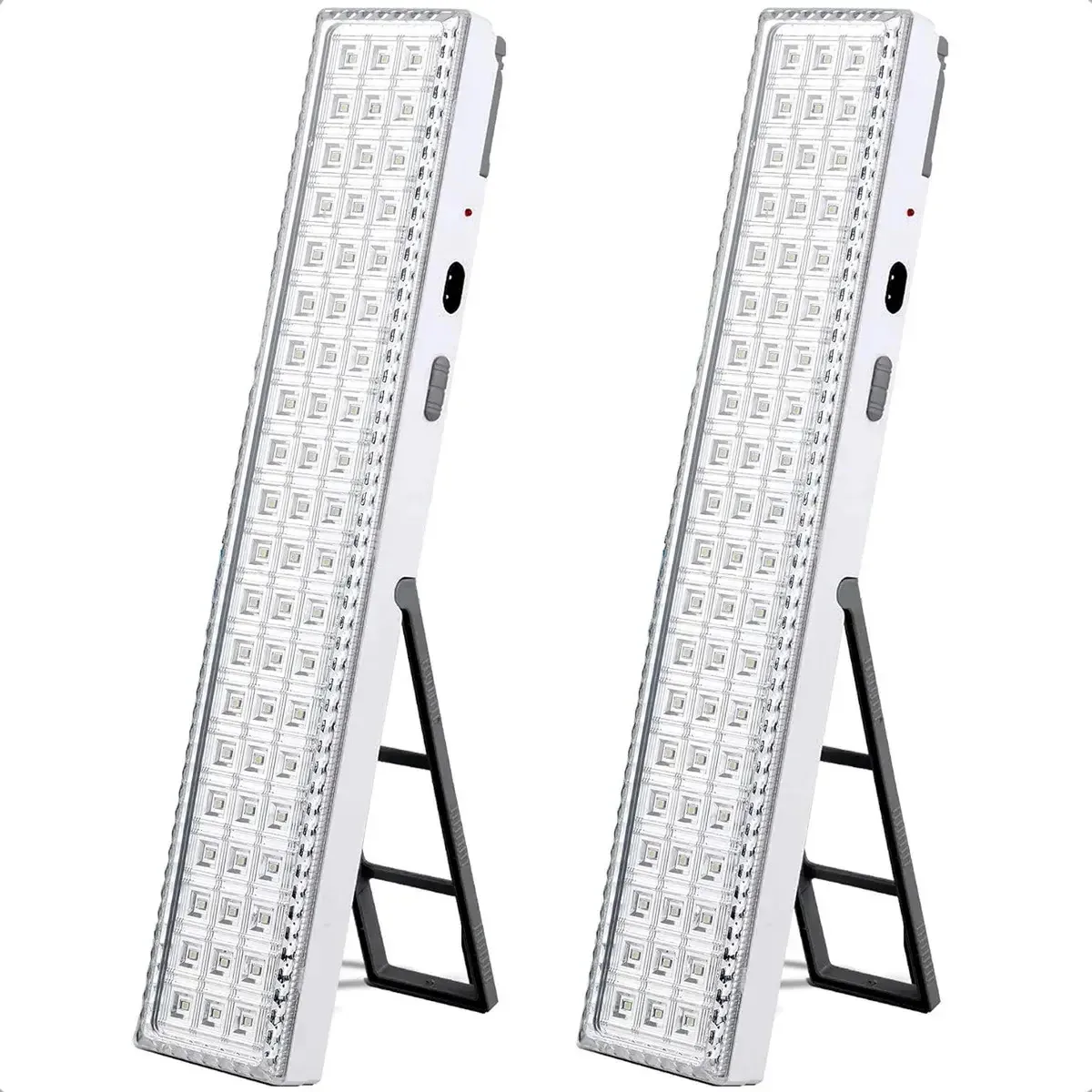 Luzes de emergência LED Refletor LED de emergência recarregável Pacote 2 lâmpadas de emergência recarregáveis Lâmpada LED Lâmpada de bateria recarregável portátil Alça ergonômica branca/cinza...