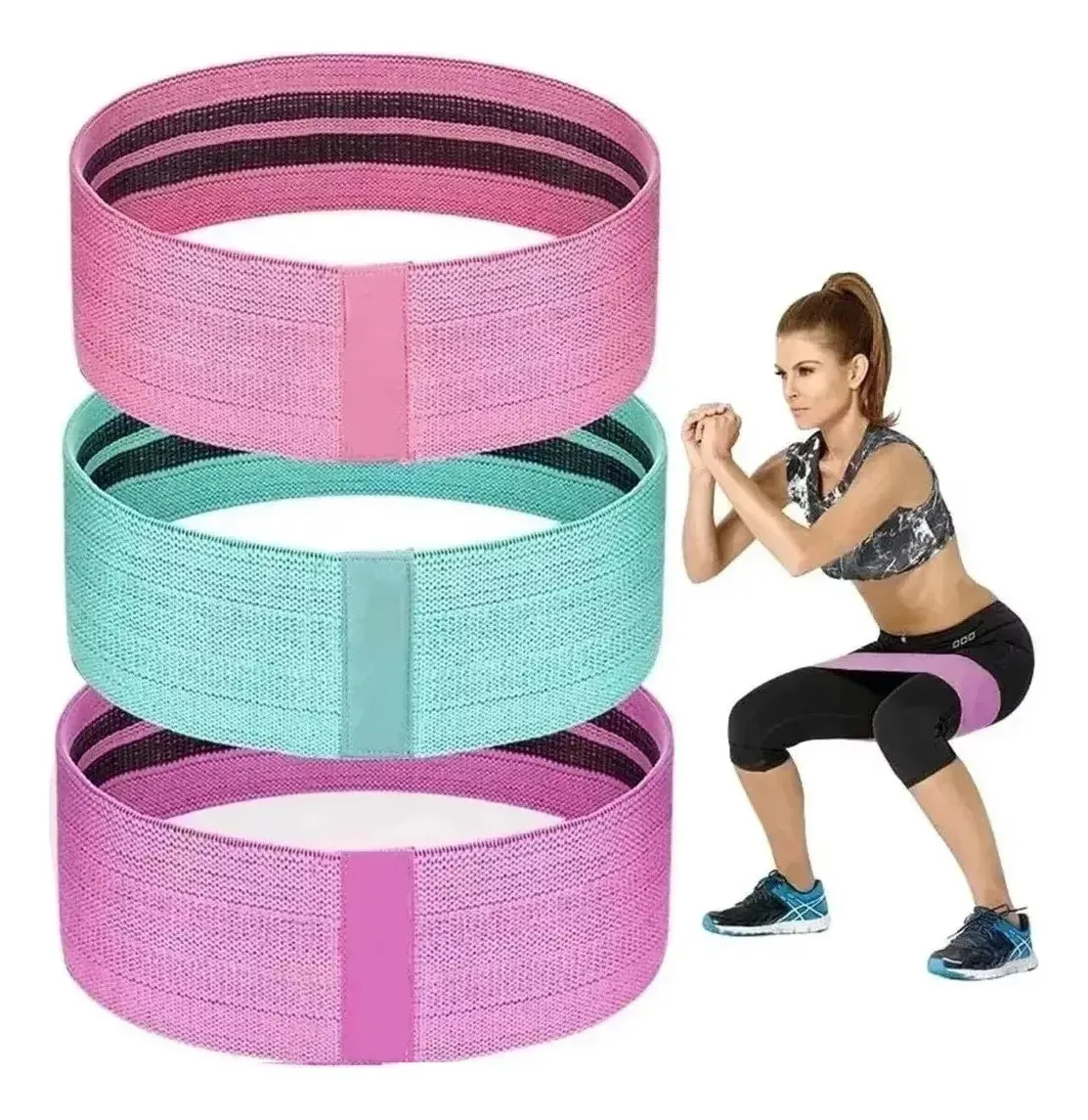Kit de faixas elásticas Kit de exercícios Faixas elásticas Faixas elásticas Calistenics Arcashopping Kit de treinamento esportivo Kit de faixas elásticas Tecido Pilates 3