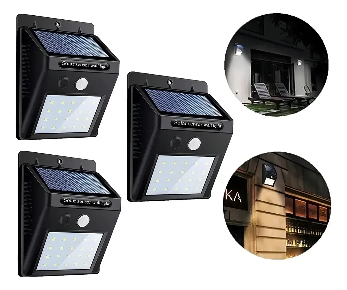 Lâmpada solar com holofote externo X3 Lâmpada de farol com sensor LED