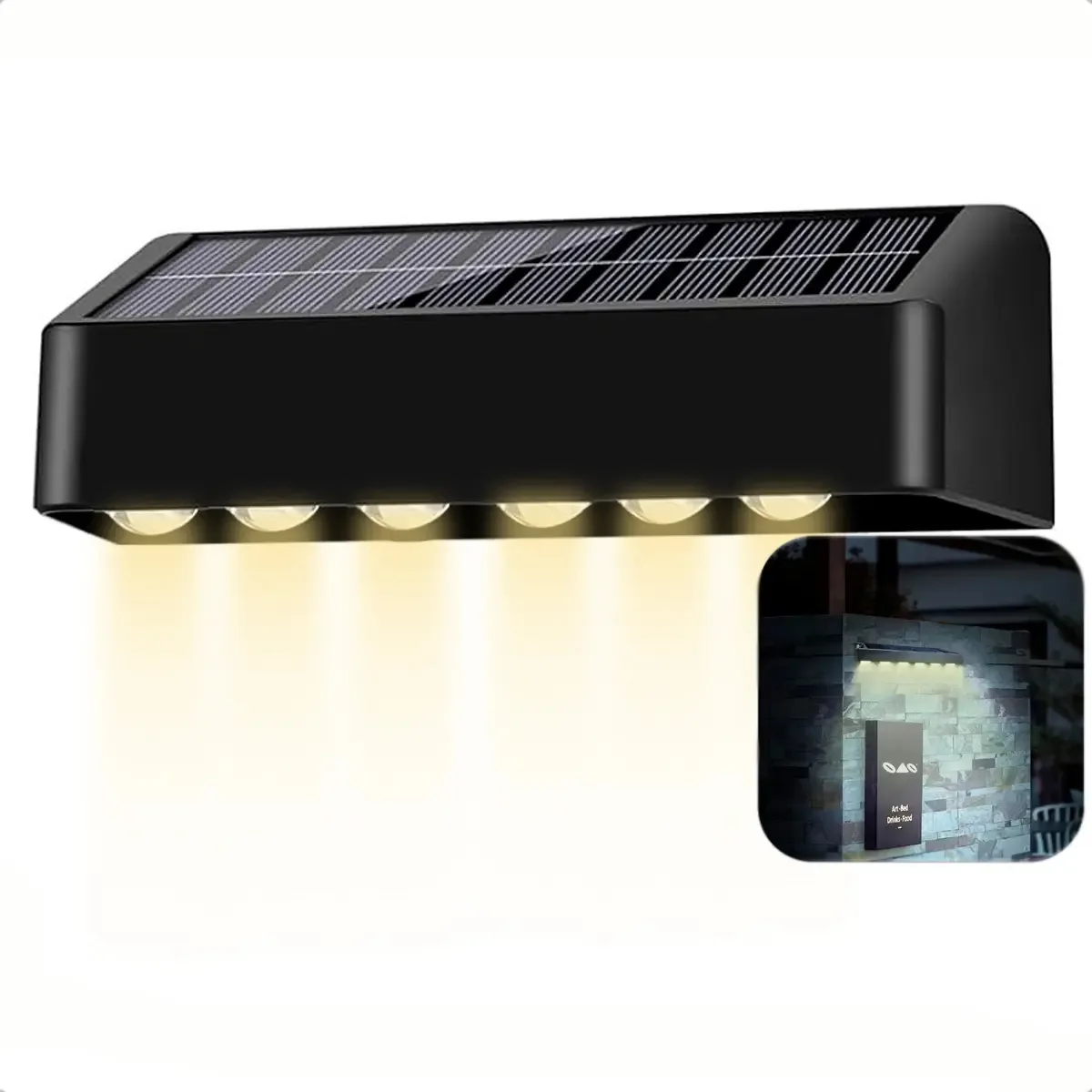 Lâmpada de parede solar externa Lâmpada de parede Arcashopping Luzes de parede externas Luminária de parede solar externa Lâmpada de parede externa Spotlight Luminária de parede externa