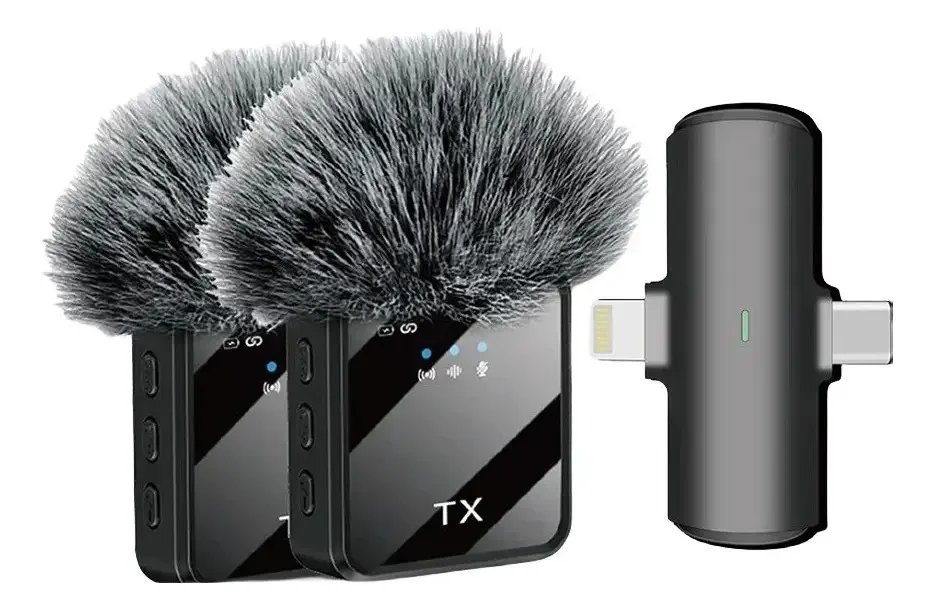 Microfones sem fio Microfones de lapela dupla F15-2 cor preta