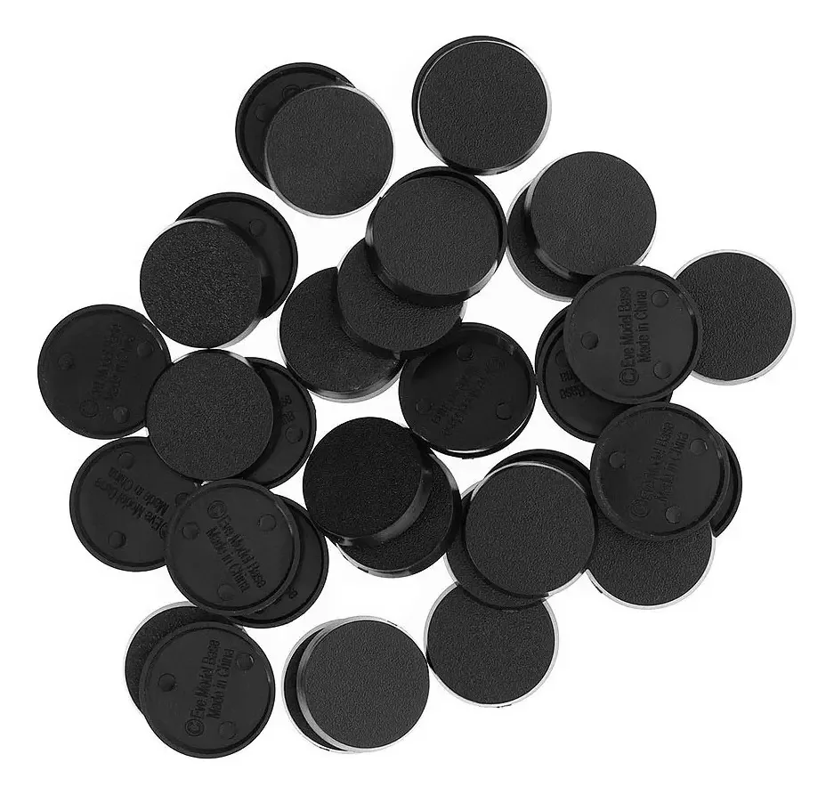 100 bases plásticas redondas de 25 mm para jogos de tabuleiro
