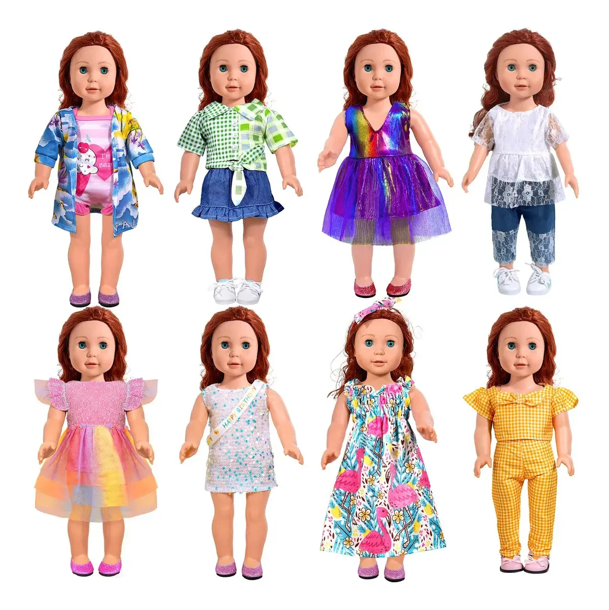 Roupas e acessórios Wondoll para bonecas de 18", 8J