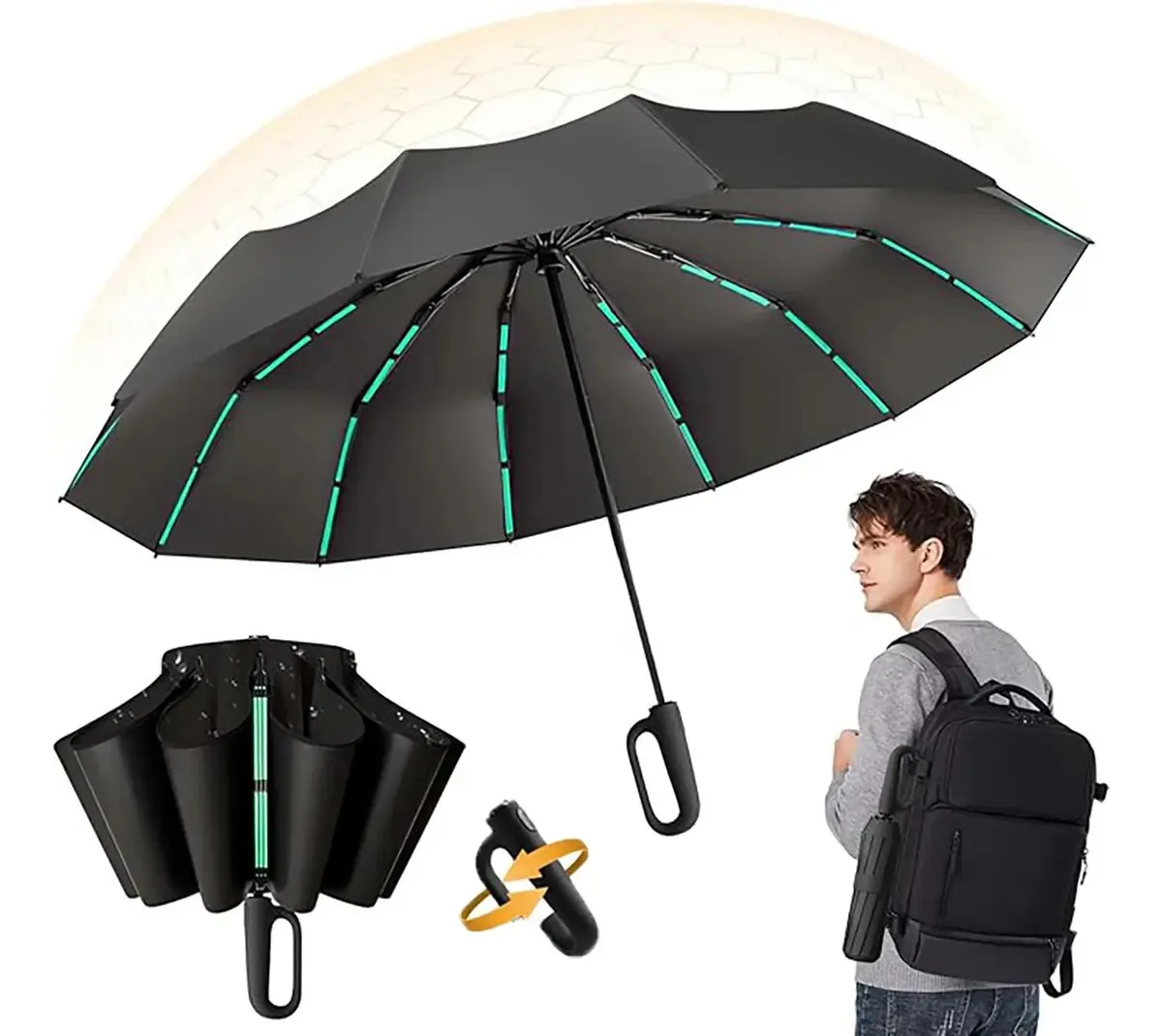 Guarda-chuva automático preto Hongmeng HONGMENG-XZS guarda-chuva com design suave