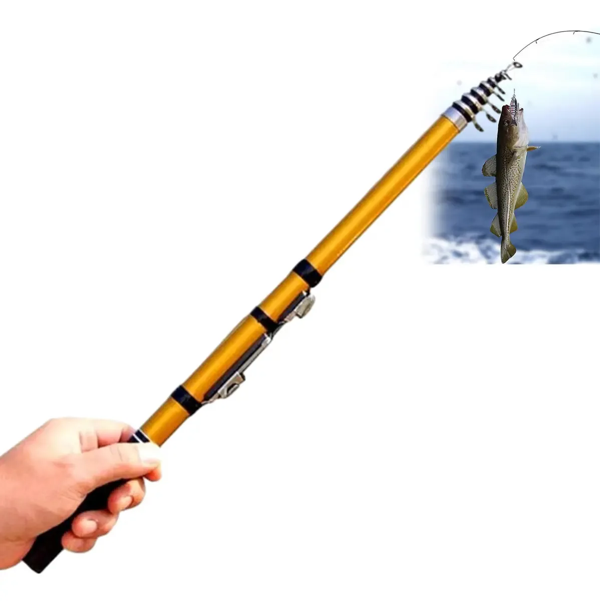 Vara de pesca telescópica portátil de 1,8 m Varas de pesca amarelas