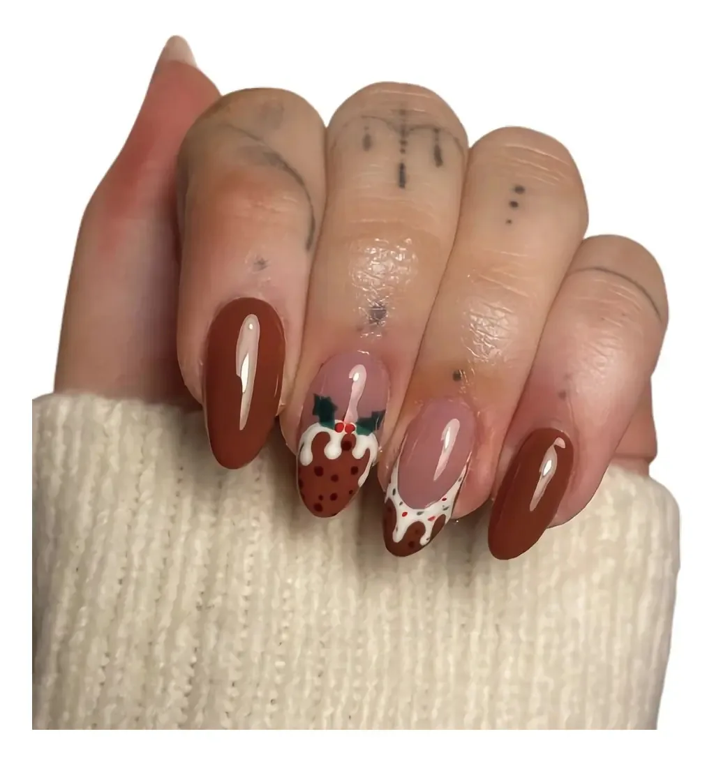 Unhas postiças, Pressione nas unhas, 24 unidades, Christmas Nails J Christmasj02