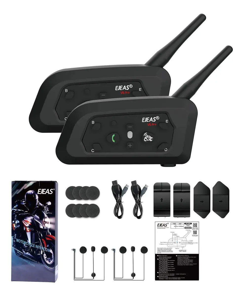 Intercomunicador Bluetooth Ejeas V6pro para capacete de motocicleta