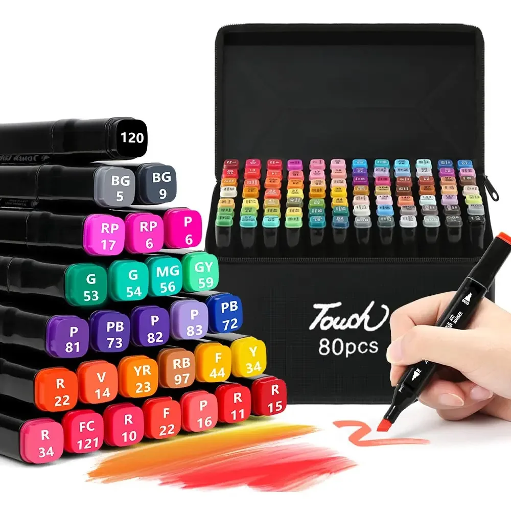 Marcadores Ponta Pincel, Marcadores Ponta Pincel (80 Cores), Marcadores Dupla Ponta Para Crianças, marcadores Para Colorir Canetas De Desenho Com Dual Brush