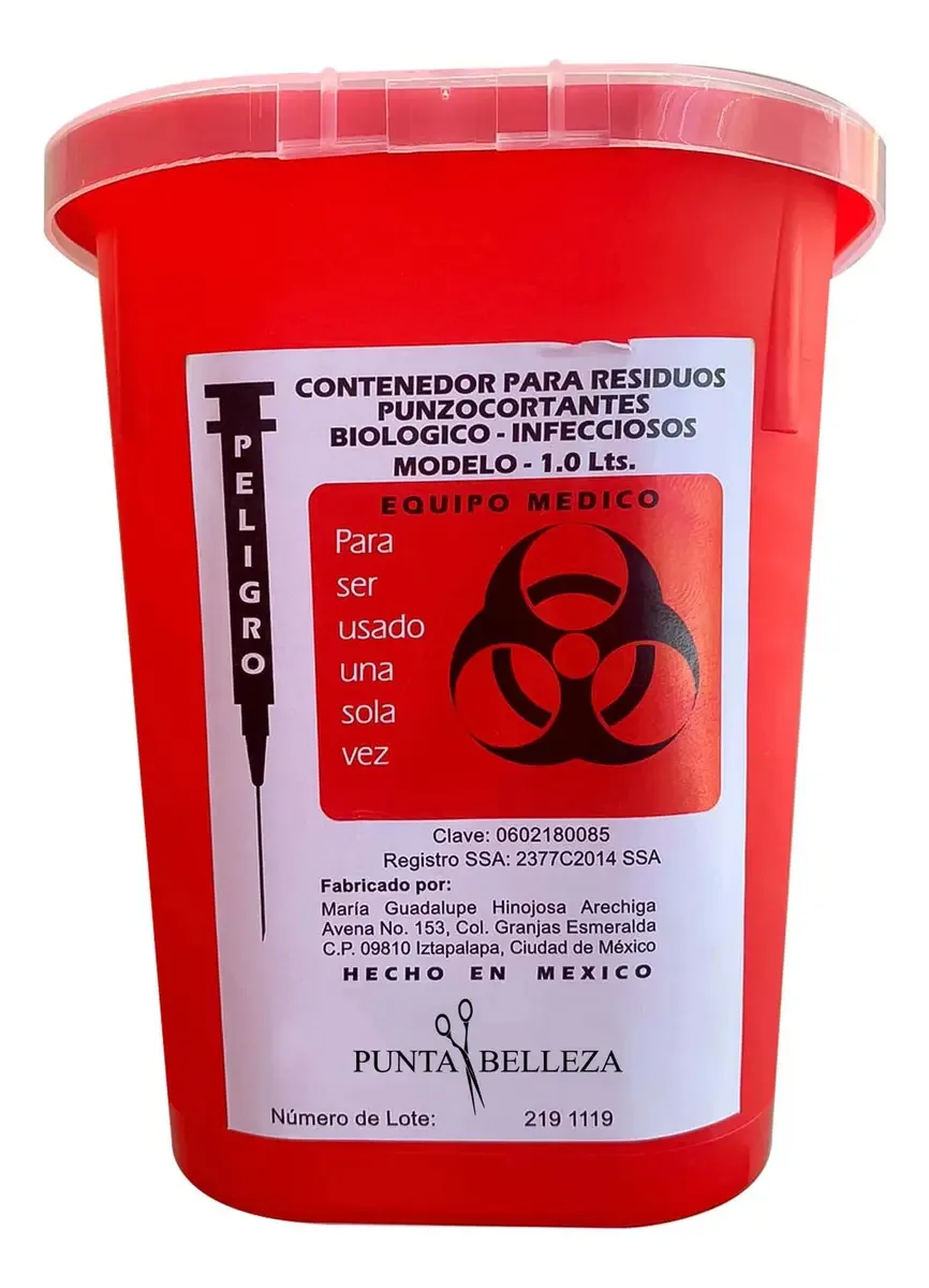 Cesto Vermelho para Objetos Cortantes - Cesto para Resíduos Perigosos - Recipiente para Agulhas e Objetos Afiados - Recipiente para Resíduos Cortantes - Recipientes Descartáveis - Recipiente para