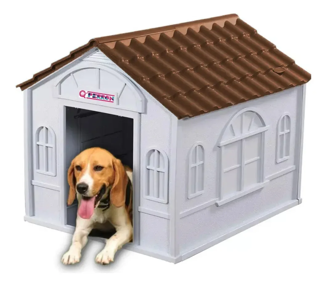 Casinha de cachorro de raça média em plástico térmico cor de chocolate Q Perrón San Miguelito Roja