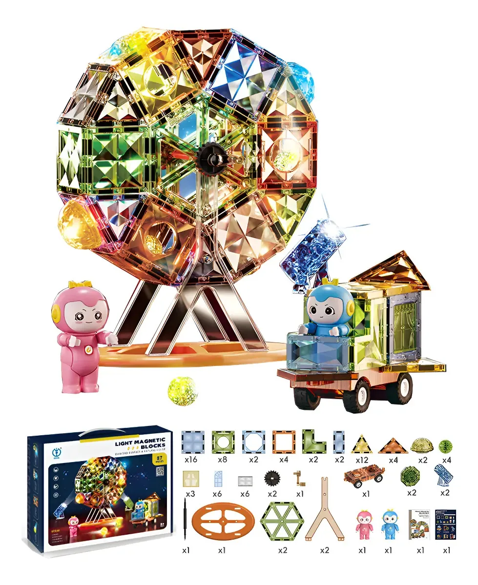 Brinquedos magnéticos De Noria, blocos Lumino 4D, giratórios