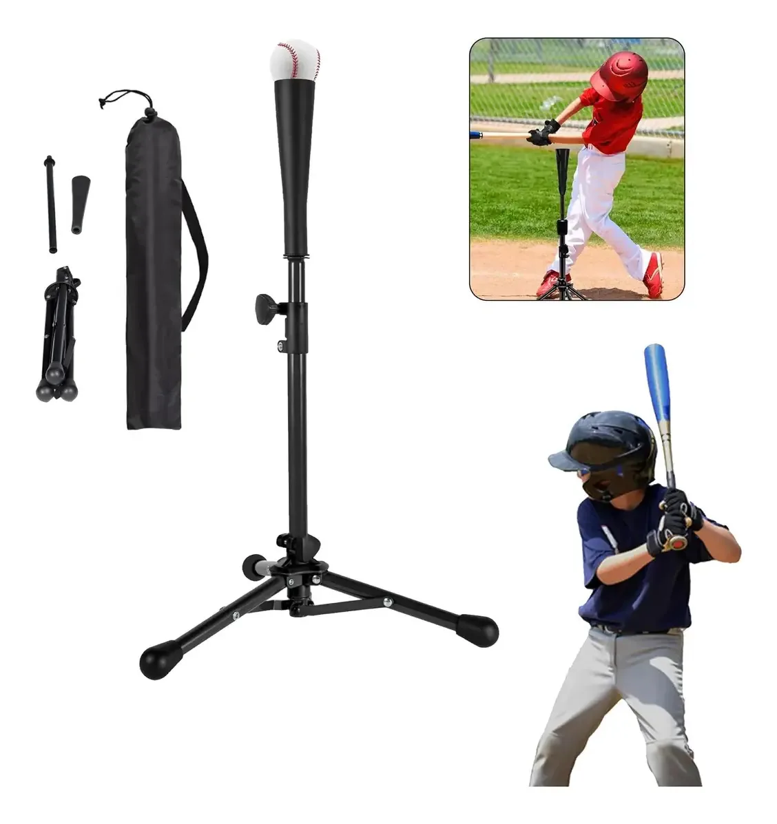 Ball Base para treinamento de softbol e beisebol 75-115 cm Black Tien