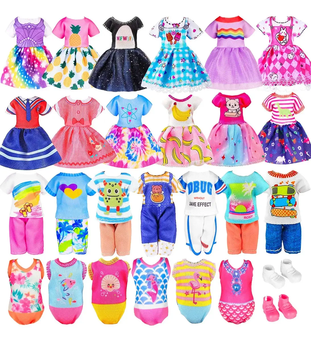 16 Peças de Roupas e Acessórios para Bonecas de 13 a 15 Cm
