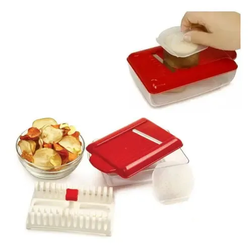Fatiador Batatas Inglesa Fritar Cozinha Chips Almoço Jantar Cor Vermelho