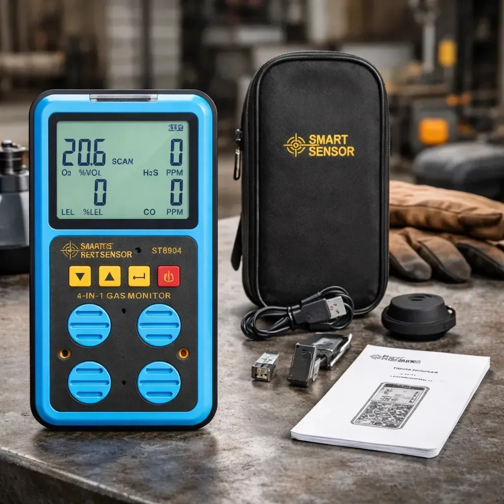 Detector Medidor Sensor 4 Gases Multi Gás Co H2s O2 Lel Case Cor Azul