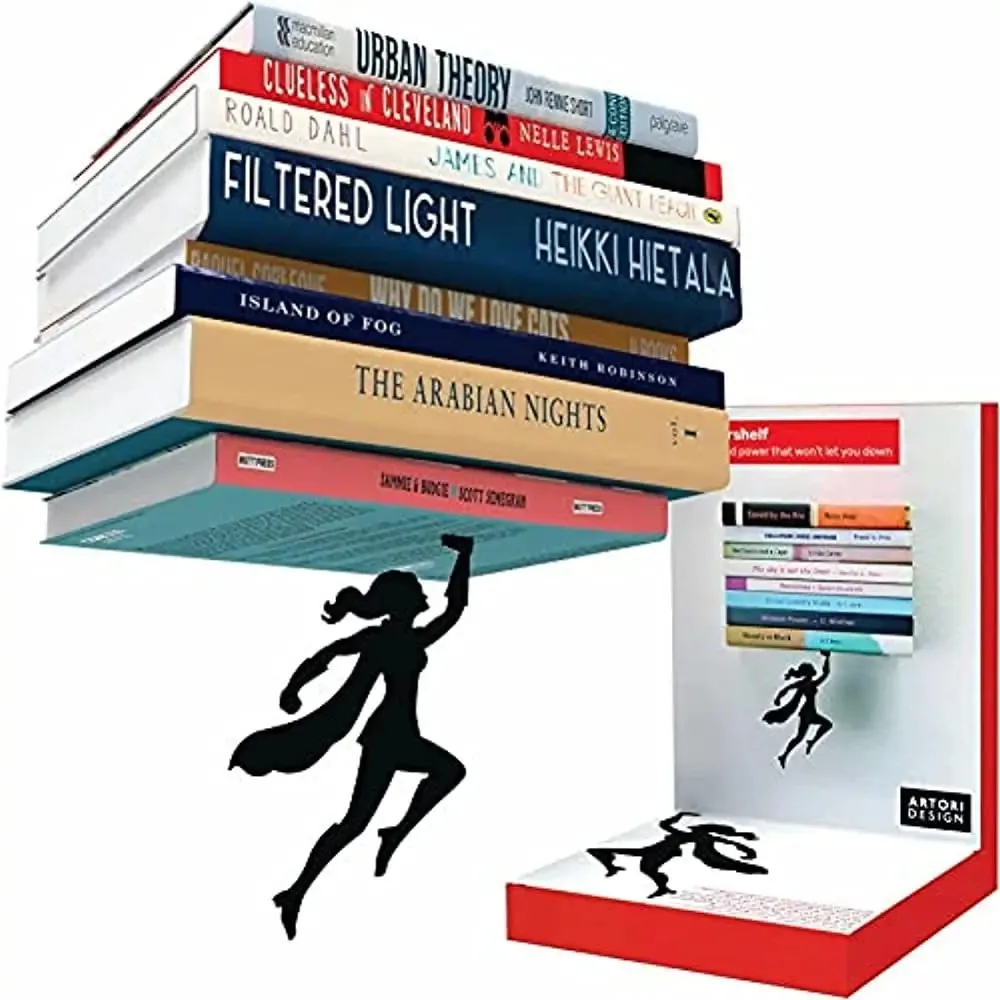Suporte de livros flutuante de metal preto