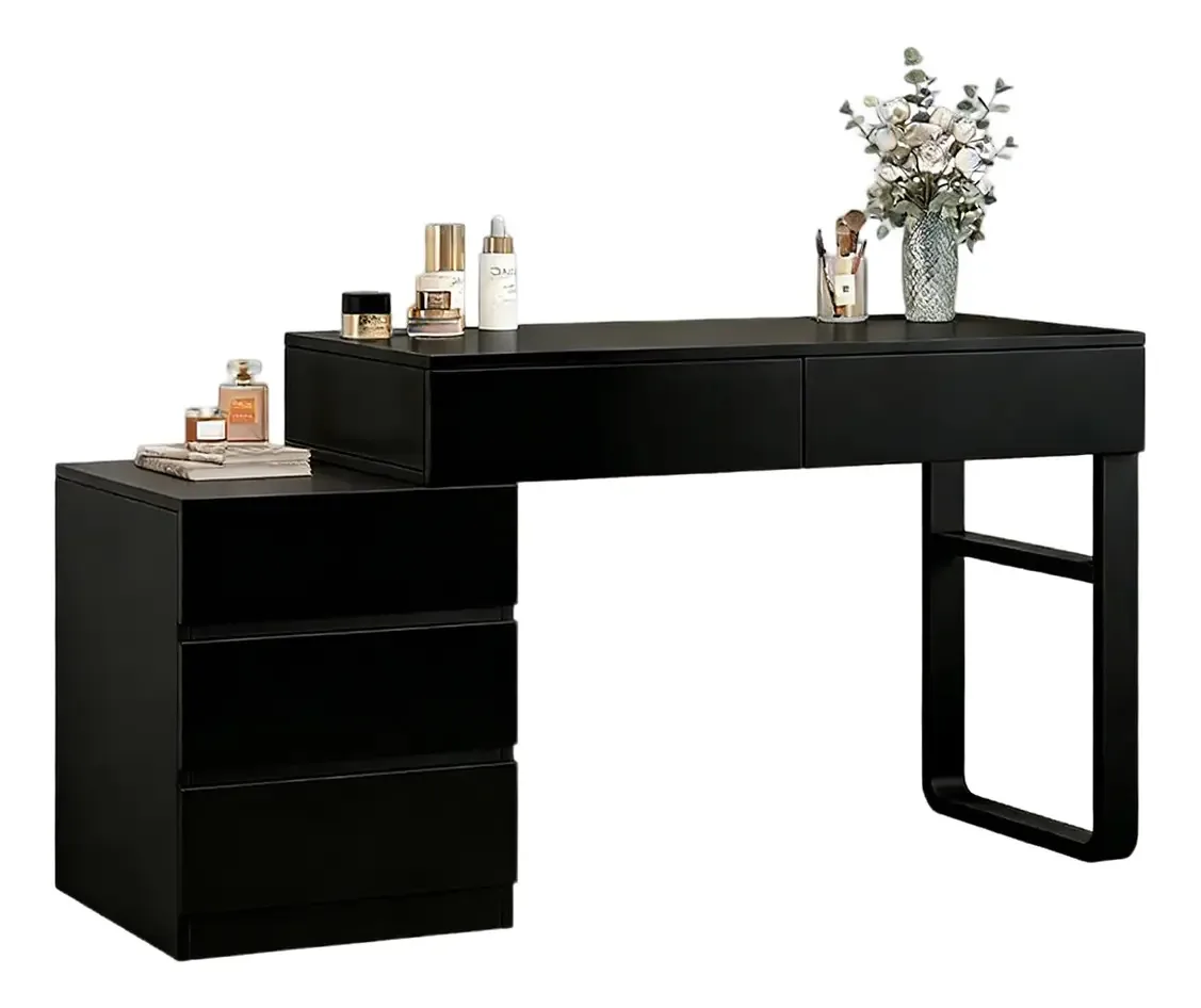 Mesa Ambueco, mesa de estudo simples, móveis com 5 gavetas, 110* 40* 73 cm, mesa para PC, preta