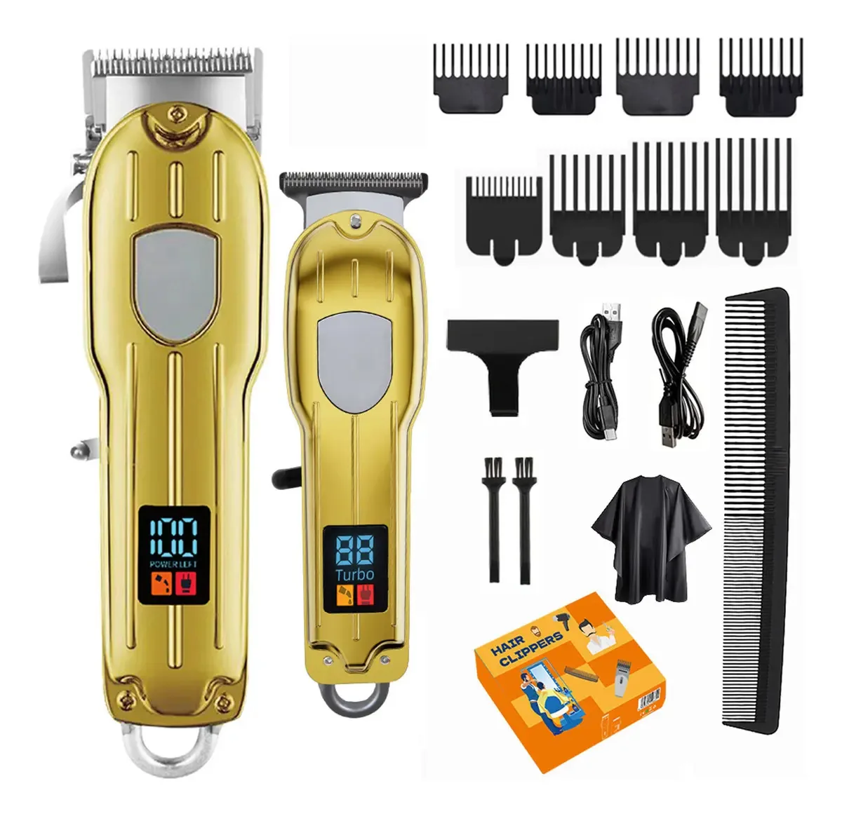 Máquina de cortar cabelo sem fio, máquinas de cabelo, kit de 17, máquina profissional de cortar cabelo de barbeiro, presentes para homens com bateria para barbearia e kit de viagem infantil