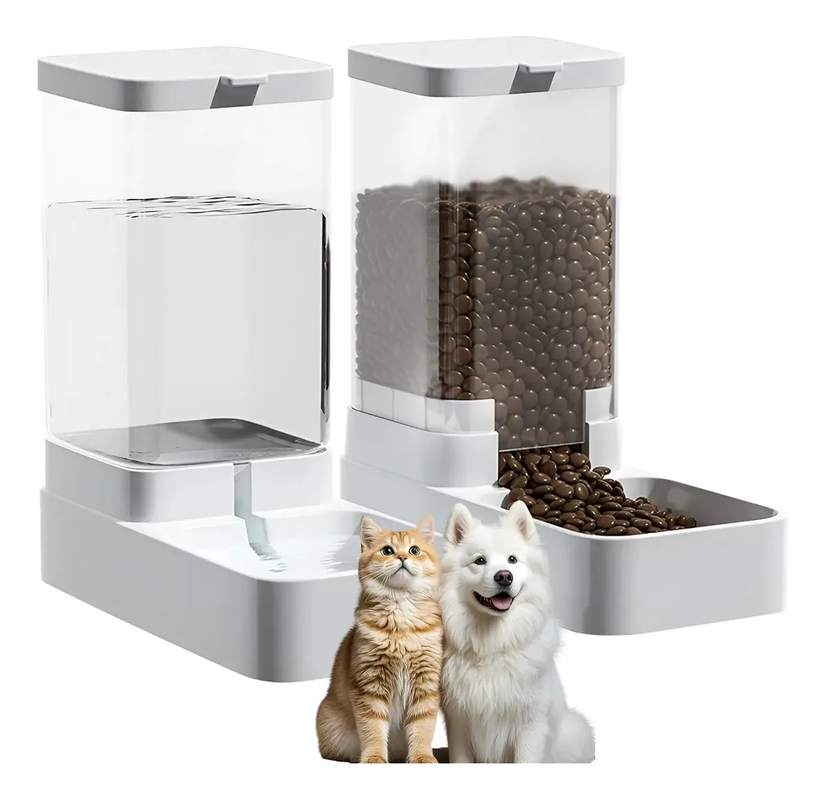 Alimentadores para cães/dispensador de alimentos para gatos 3,3 l, cor branca