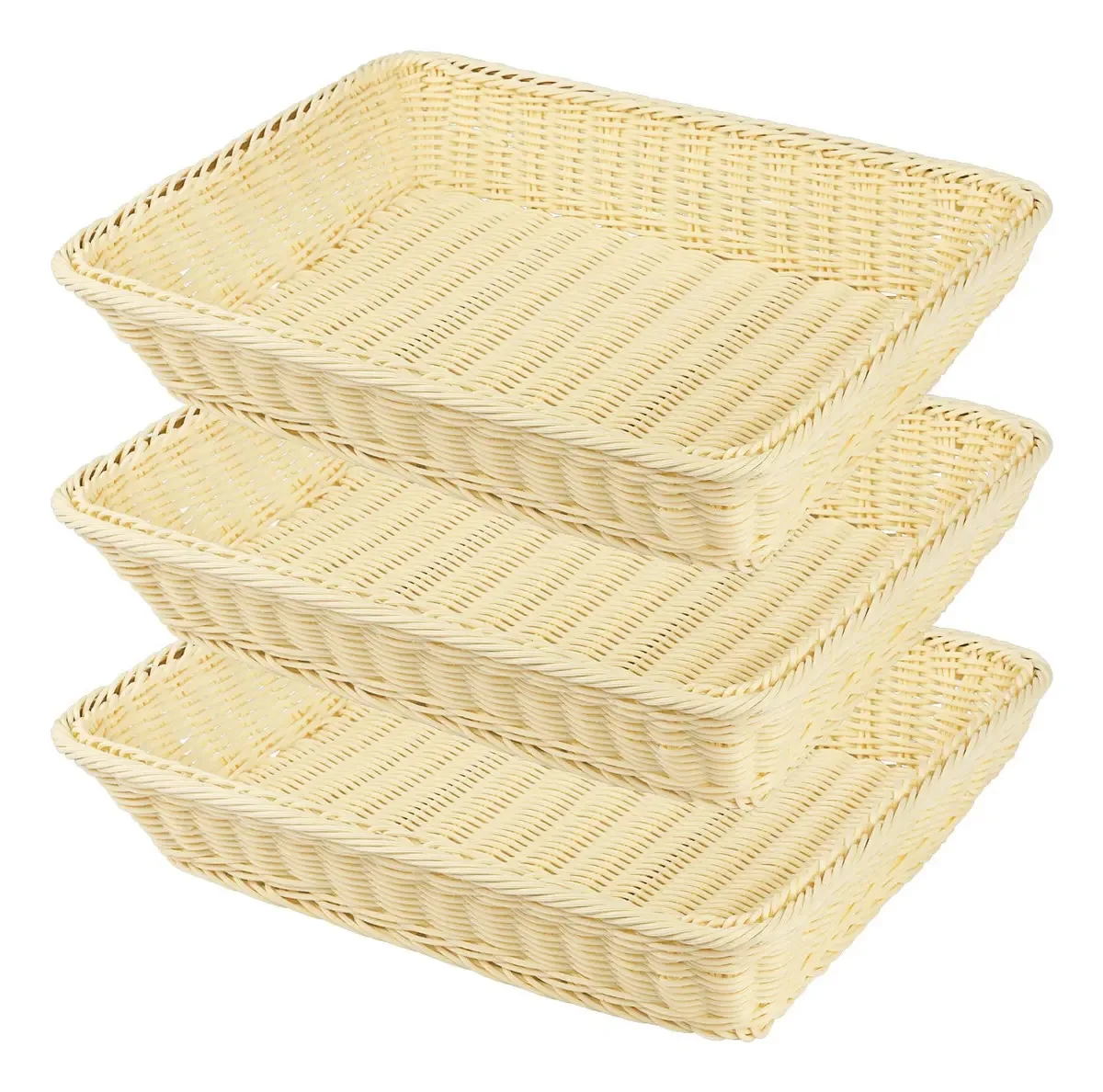 3 cestos de pão de vime de 16 polegadas, cesta de tecido para