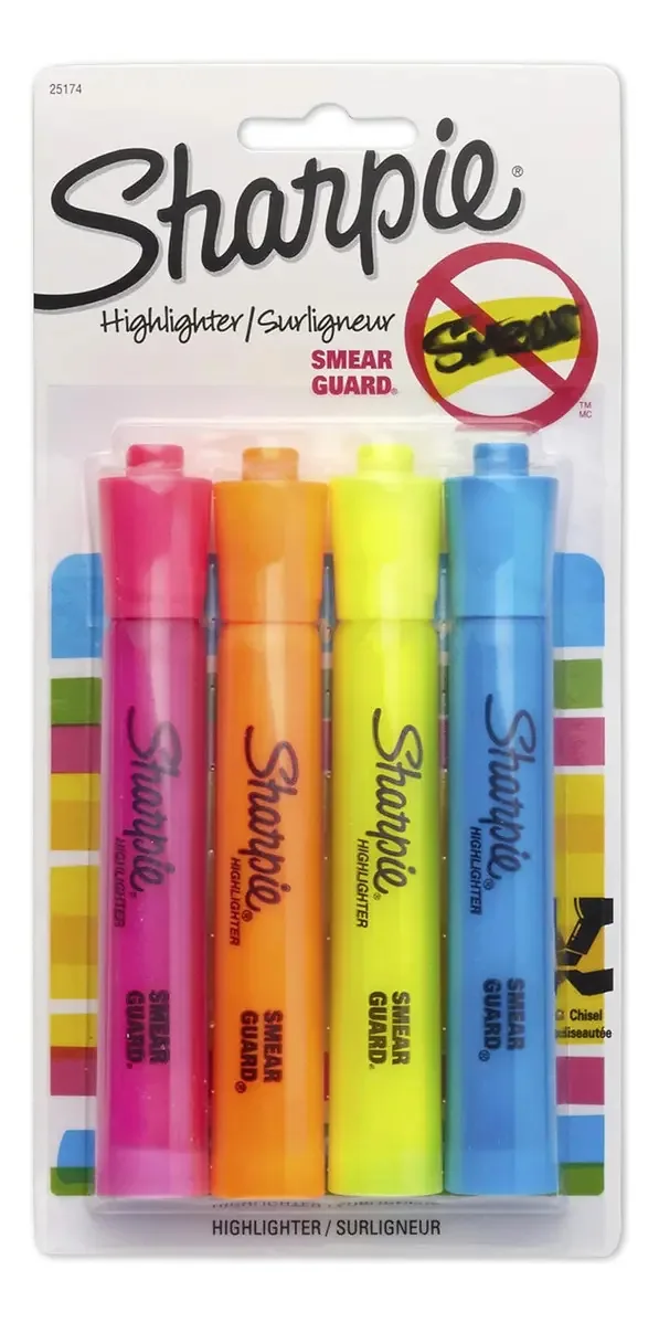 Marcadores Sharpie Accent Tank Style, 4 marcadores