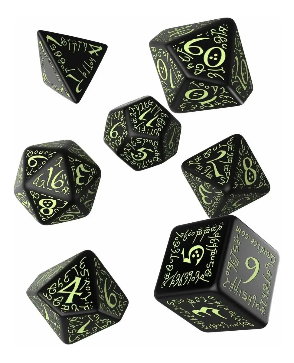 Q Workshop Jogo de Tabuleiro Dados Élficos Preto/brilha no escuro (7)