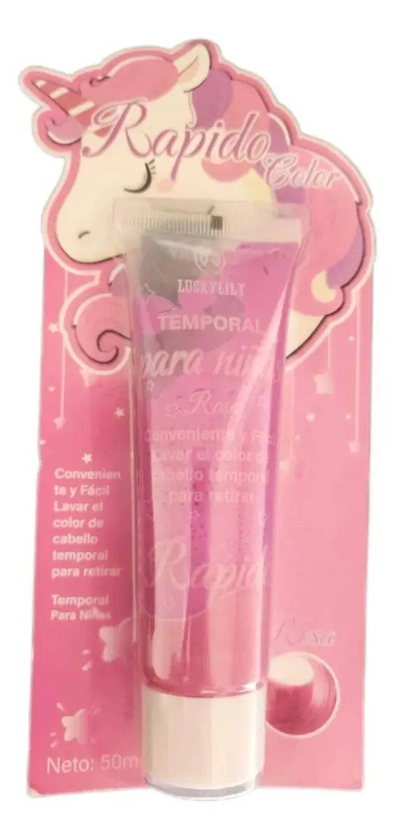 Tintura de cabelo temporária Luckylily para meninas rosa 50ml