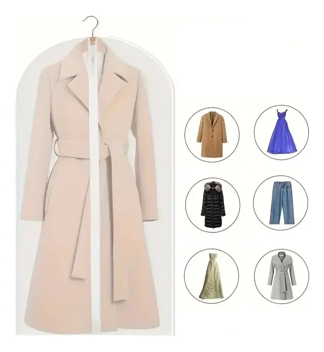 Capa para vestidos, ternos, jaquetas, casacos, 60x137 cm, cor branca