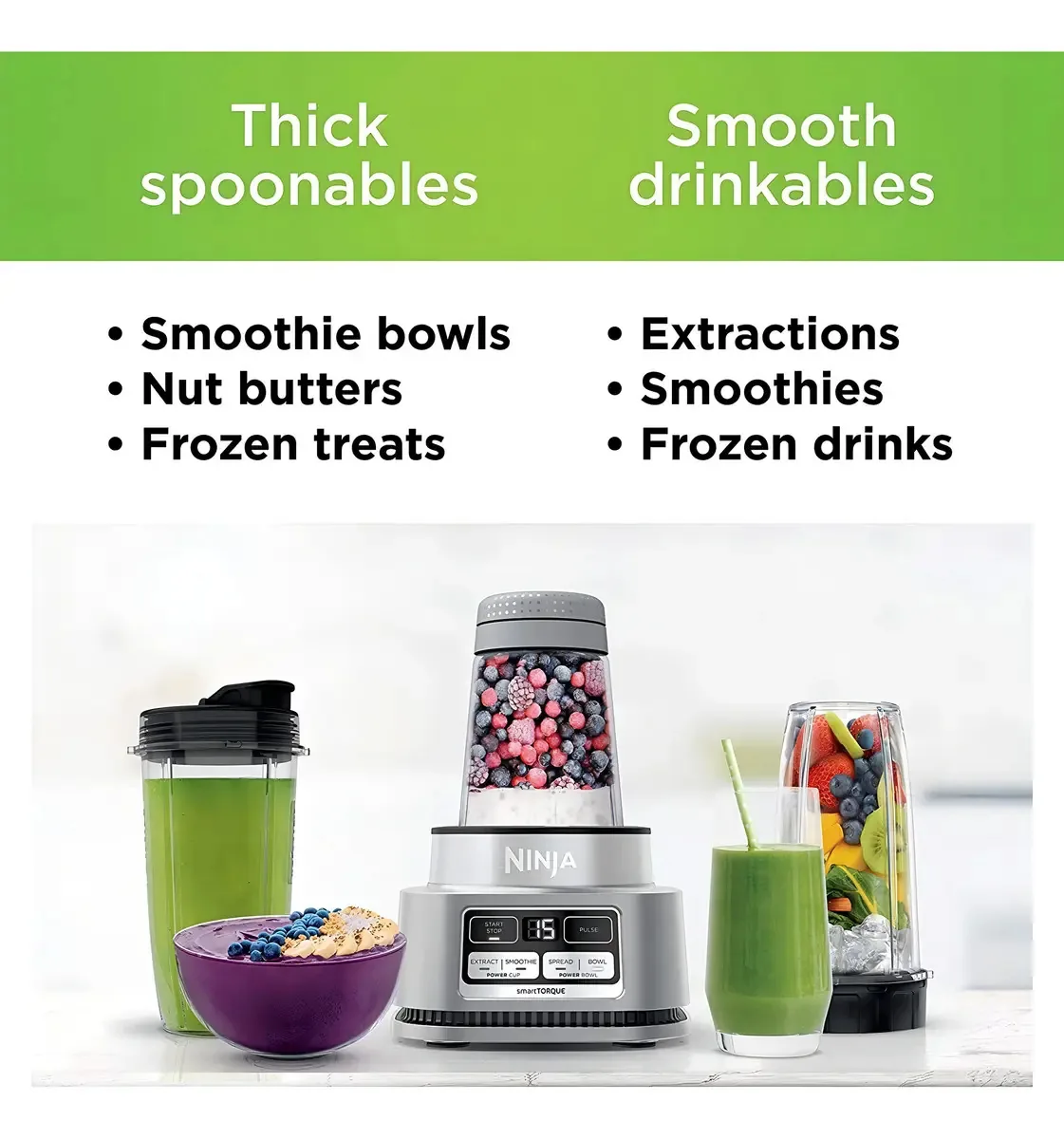 Máquina de smoothie e extrator Ninja Ss101, 4 programas, cor cinza
