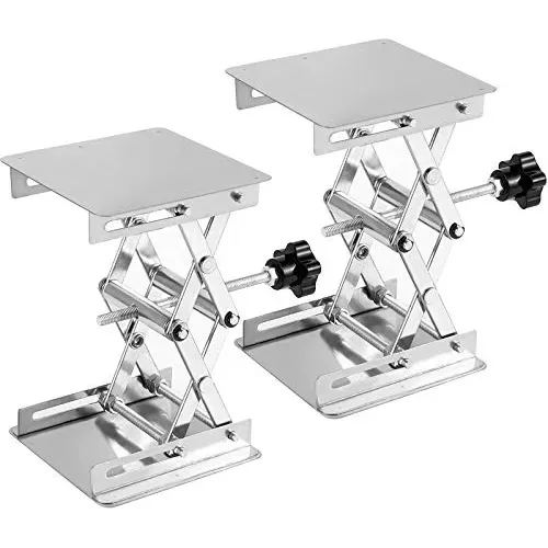 Plataformas elevatórias de tesoura de laboratório Zoenhou 2 de 4 x 4 polegadas, plataforma de suporte de laboratório de aço inoxidável com volante preto, mesa elevatória de laboratório