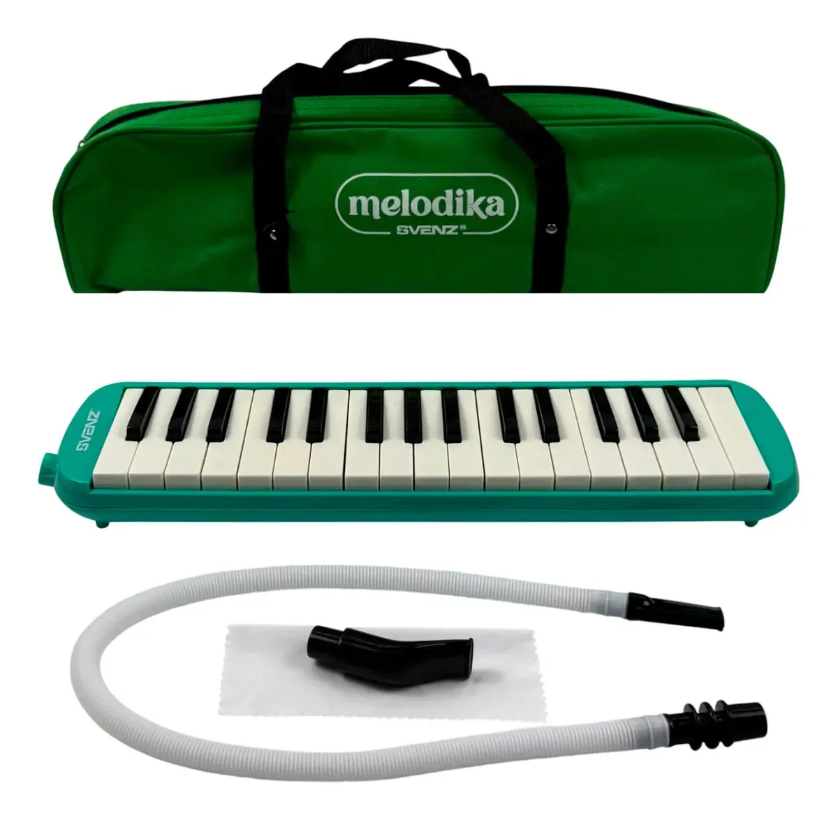 Estojo Svenz School Melodic de 32 teclas com tecido verde