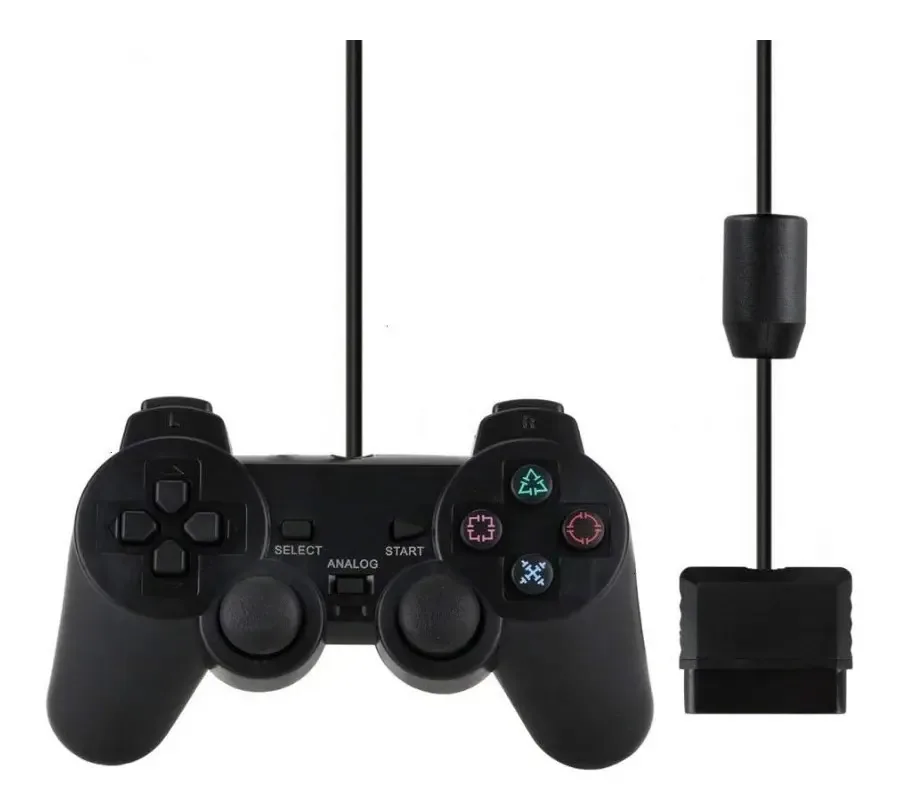 Controlador com fio compatível com Playstation 2 Generic Color Black
